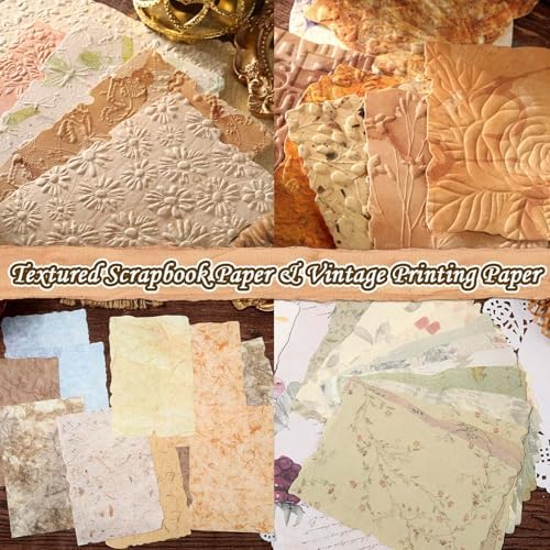 226 Sheets Vintage Scrapbook Paper Kit with Photo Tapes, Textured Scrapbooking Supplies Craft Paper for Junk Journal Supplies Planner Mixed Collage Materials Embellishments - Image 6
