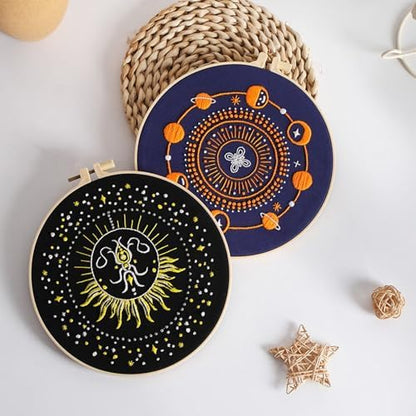 GLTAYLMY 3 Set Tarot Embroidery Starter kit with Patterns and Instructions, DIY Adult Beginner Cross Stitch Kits, Including 1 Plastic Embroidery Rings,Colored Threads and Needles - Image 4