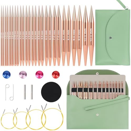 Aeelike 13 Pairs Interchangeable Knitting Circular Needles 3-10.0mm, Green by Aeelikescrochetworld