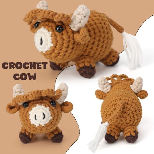 CrochetBox Highland Cow Crochet Kit for Beginners, Easy Craft for Adults - Image 3