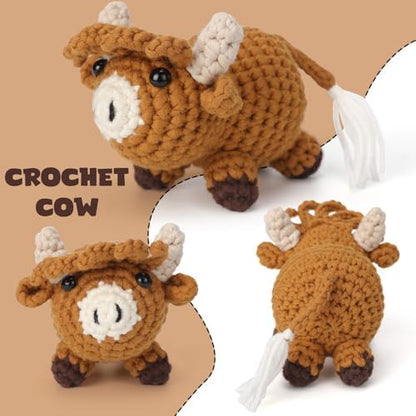 CrochetBox Highland Cow Crochet Kit for Beginners, Easy Craft for Adults - Image 3