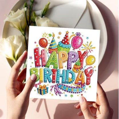jinglinhh 6pcs Happy Birthday Diamond Art Painting Greeting Cards with Envelopes, DIY Card Making Kits for Adults, Diamond Art Postcards Christmas Cards Craft Gifts - Image 7