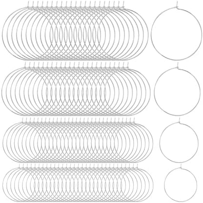 OIIKI 120PCS Earring Beading Hoops for Jewelry Making, 4 Sizes, Silver by OIIKI