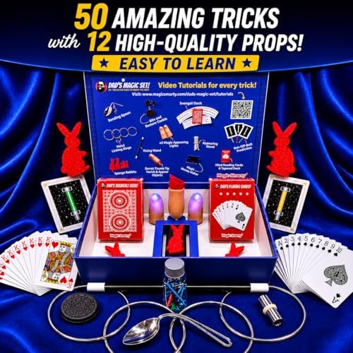 Dad’s Magic Set - 50 Awesome Magic Tricks for Dads to Amaze the Whole Family - Easy to Learn - Video Tutorials by a Pro Magician - Fun Gift for Dad or Grandpa for Father's Day, Birthdays, Christmas - Image 2