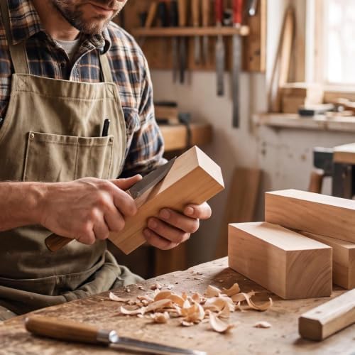 4Pcs Unfinished Basswood Blocks-2x2x6 Inch Rectangular Linden Wood Blocks for DIY Carving,Whittling Blocks,DIY Crafts,Natural untreated Wood Pieces (2×2×6in, 4PC) - Image 7