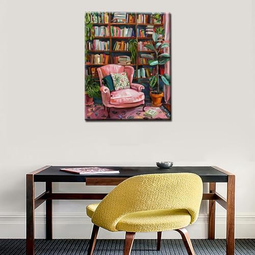 Bohemia Paint by Numbers Kits for Adult Beginners Book Paint by Numbers Pink Sofa Acrylic Paint by Numbers Kits on Canvas Paintwork Perfect for Gift Home Wall Decor DIY Framed 16x20 Inch - Image 4