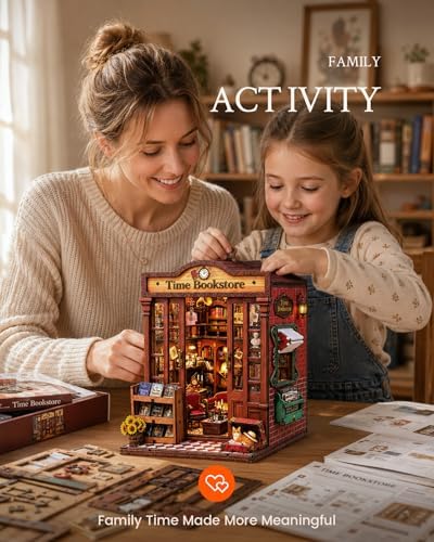 Book Nook Kit DIY Miniature House Kit for Adults, Timeless Library Mini Dollhouse with Furniture & LED Lights, 3D Wooden Puzzle Bookshelf Insert Decor, Creative Gift for Teens, Family & Friends - Image 5
