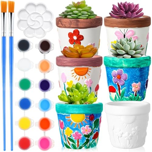 Pasimy 6 Set Ceramics to Paint DIY Succulent Planter Pots, Classic by Pasimy