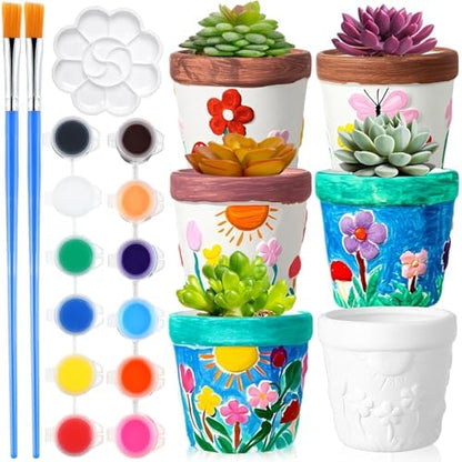 Pasimy 6 Set Ceramics to Paint DIY Succulent Planter Pots, Classic by Pasimy