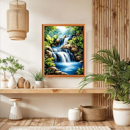Lxmsja Waterfall Paint by Numbers Kit for Adults, Forest Acrylic Paint by Numbers for Adults Beginner, DIY Craft Supplies Oil Painting Kits for Home Wall Decor 16x20 inch (No Frame) - Image 4