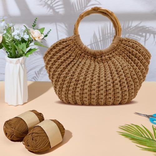 ACRNIGHEET Crochet Bag Kit for Adults Caramel Colored Handbag Crochet Kit for Beginners Knitting Purse Starters Set DIY Craft Making Kit with Step-by-Step Instructions and Video Guidance - Image 5