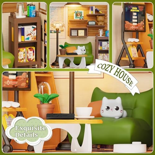 DIY Miniature Living Room Dollhouse Kit with LED, Suitable for Display Mini Figures, Make It Miniature, Mini Dollhouse Kit for Adults, Teens, and Beginners to Build, Gift for Friends and Hobbies - Image 2