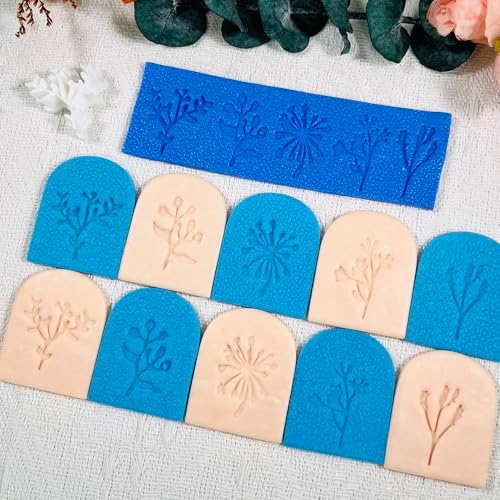 Xaekicr Polymer Clay Molds – 5PCS Botanical Texture Stamps with Flower & Leaf Patterns, Clay Cutters and Tools for Polymer Clay Jewelry and DIY Earring Crafts - Image 6