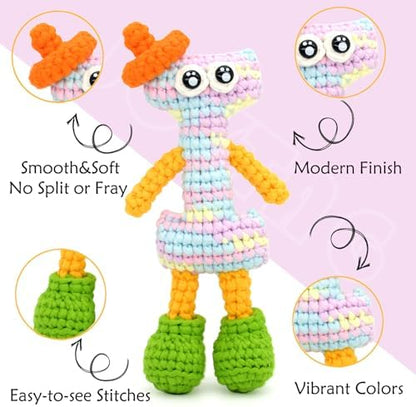 4 Pack Rainbow Beginner Crochet Yarn for Crocheting Knitting Multicolor Crochet Yarn for Beginners with Easy-to-See Stitches Cotton-Nylon Blend Easy Yarn for Beginners(Yellow Pink Purple Blue) - Image 5
