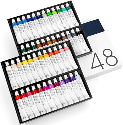 CHROMATEK Watercolor Paint Set - 48 Piece Kit for Adults, Beginners & Professional Artists - 48 x 12ml Liquid Water Color Tubes - Richly Pigmented Vibrant Colors - Art Supplies by Chromatek
