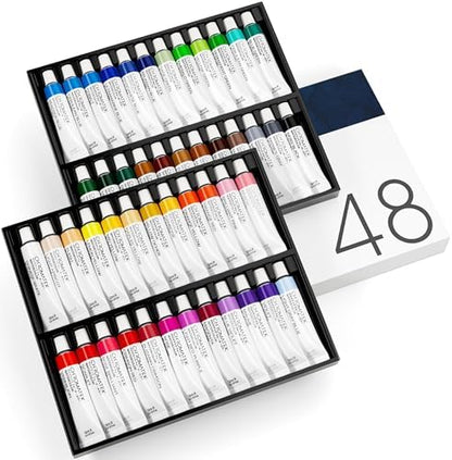 CHROMATEK Watercolor Paint Set - 48 Piece Kit for Adults, Beginners & Professional Artists - 48 x 12ml Liquid Water Color Tubes - Richly Pigmented Vibrant Colors - Art Supplies by Chromatek