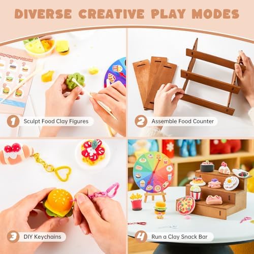 Shuttle Art Air Dry Clay for Kids - Food Store, 21 PCS Modeling Clay Kit with Sculpting Tools and Tutorials, Safe & Non-Sticky, Craft Gifts for Boys & Girls - Image 4