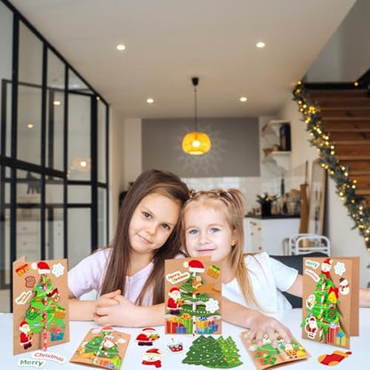28Sets Christmas Crafts Card Making Kit DIY 3D Xmas Trees Greeting Cards - Image 4