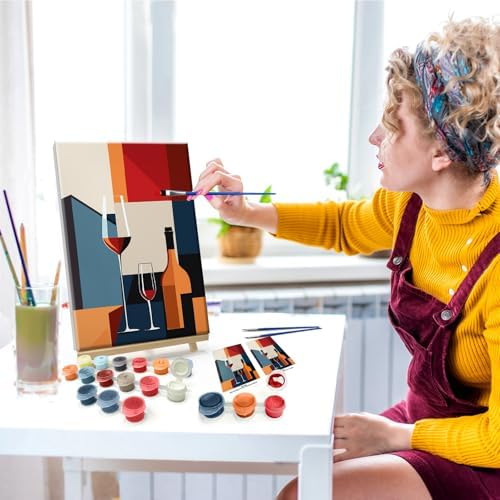 JOOZ Paint by Numbers Kit for Adults with Frame Wine Glass, 8x12 Inch - Image 3