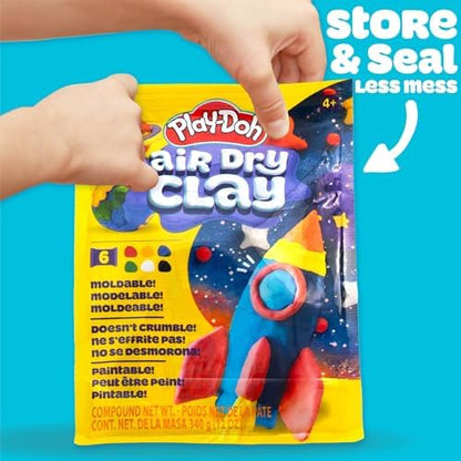 Play-Doh Brand Air Dry Clay, 6 Vibrant Clay Colors, Soft & Ultra Light Modeling Clay for Kids, Moldable, Paintable, Crumble-Free - Image 4