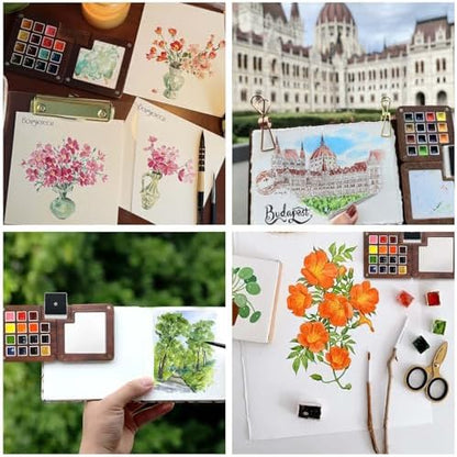Travel Watercolor Paint Set - Pocket 15-Color Mini Kit with Sketch Pad - Image 4