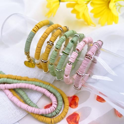 3600 PCS 10 Strands Polymer Clay Beads for Jewelry Making, Vinyl Heishi Beads 6mm for Surfer Bracelets Necklace Making (Pale Pink) - Image 3