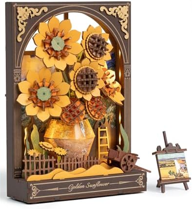 rowood Sunflower 3D Puzzles for Adults,Mother's Day DIY Vincent Van Gogh Painting Artwork Craft Kits for Adults,Home Decor Botanical Collection Gift on Christmas/Birthday for Friends Family by RowoodAssembleArtDecorateLife
