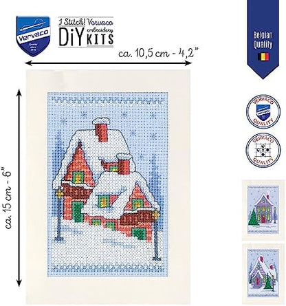 Vervaco Counted Cross Stitch kit Greeting Cards Christmas Gnomes in The Snow Set of 3, 10,5x15cm, DIY - Image 2
