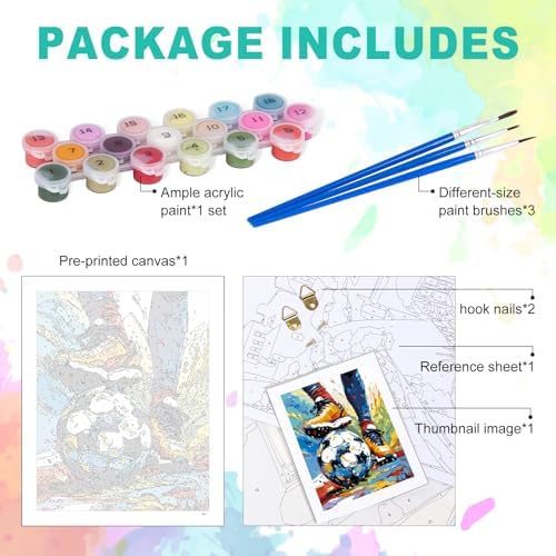 Paint by Numbers Kit for Adults, Soccer Player Painting, 16 x 20 Inch - Image 4