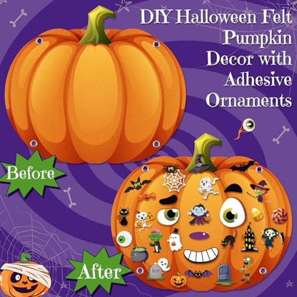 WovWeave 2.79ft DIY Felt Halloween Pumpkin Decor with 44 Pcs Ornaments - Image 2