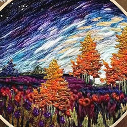 JRYYR Friendship Gifts Beginner Embroidery kit for Adults,Embroidery Kits for Beginners DIY Cross Stitch with Patterns and Instructions (Colorful Sky) - Image 2