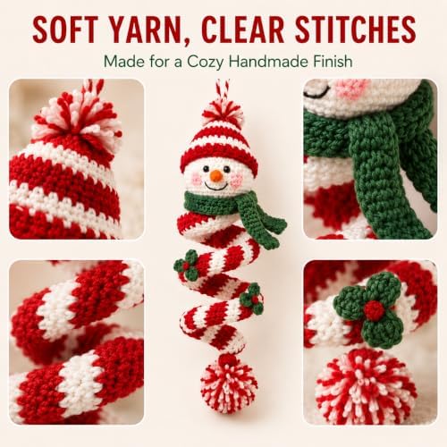 Crochet Snowman Spiral Ornament DIY Kit, Christmas Craft for Adults - Image 3