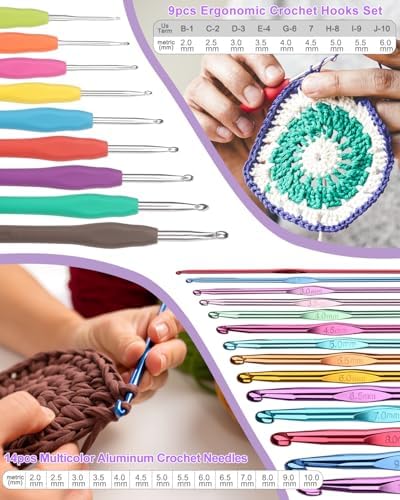 Aeelike Crochet Kit for Beginners Adults Kids, Complete Crochet Set, Purple - Image 3