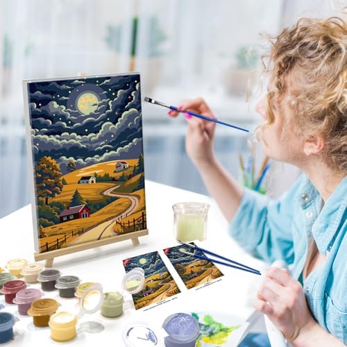 ATDMS Landscape Paint by Numbers Kit for Adults with Frame, 8x12 Inch - Image 3