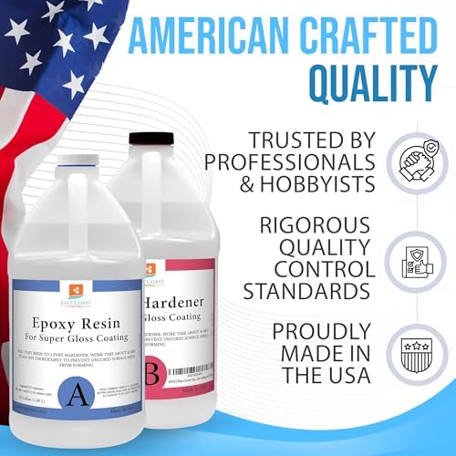 Epoxy Resin 16 oz Kit | 1:1 Crystal Clear Resin and Hardener for Super Gloss Coating | For Bars, Tabletop, Art, Jewelry, Casting Molds | Safe for Use on Wood, Metal, Stone, Plastic, Marine Sealer - Image 2