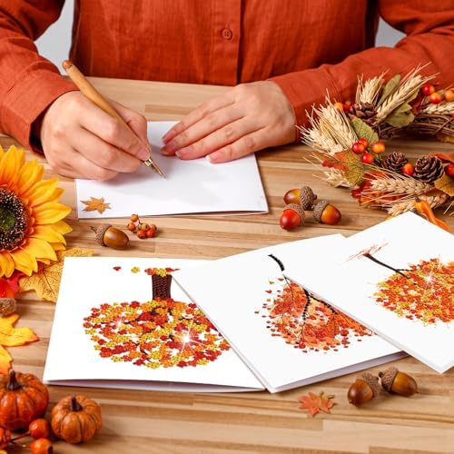 Saillong 12 Pack Fall Tree Diamond Painting Greeting Cards with Envelopes - Image 2