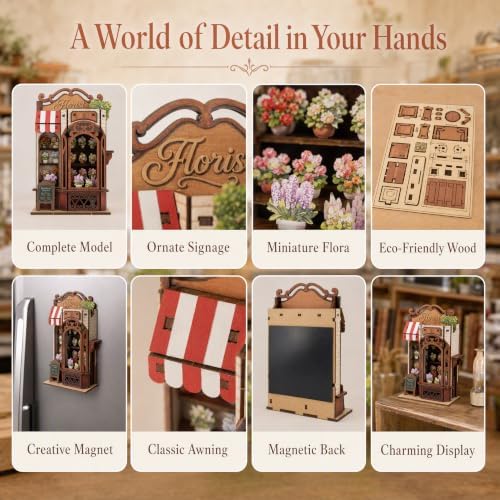 DIY Book Nook Kit, Miniature Flower Shop, Wooden 3D Puzzle - Image 3