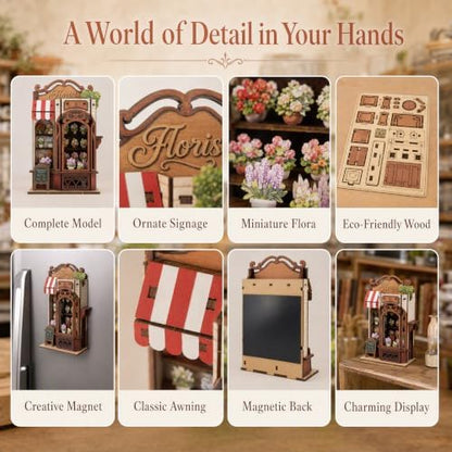 DIY Book Nook Kit, Miniature Flower Shop, Wooden 3D Puzzle - Image 3