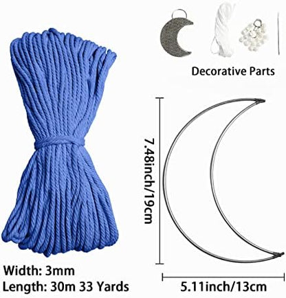 JeogYong Macrame Kit, DIY Moon Dream Catcher Macrame Kits for Kids & Adults Beginners, Includes Metal Hoop Rings Macrame Cord or More Craft Supplies and Materials for Bohemian Wall Decor Dreamcatcher - Image 2