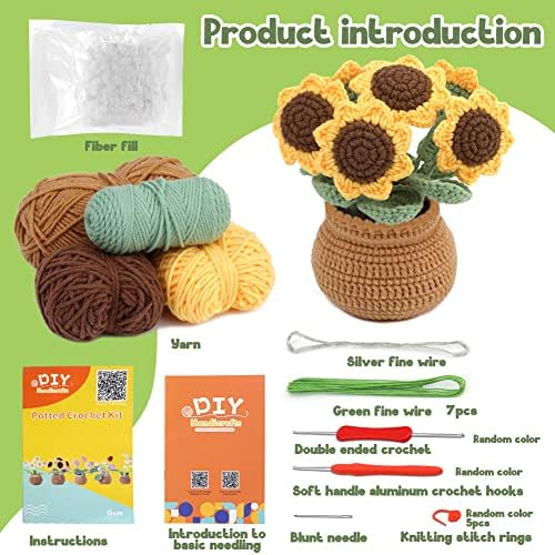 kgxulr Crochet Kit, Sunflower Crochet Kit for Beginners, Knitting Kit - Image 2