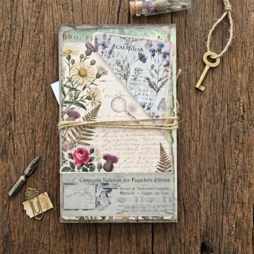 Vintage Librairie Notes Junk Journal Folio Kit, Vintage Scrapbook DIY Handcraft Supplies, Creative Mini Folder & Booklet Making Set for Handmade Art Projects - Image 6