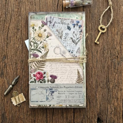 Vintage Librairie Notes Junk Journal Folio Kit, Vintage Scrapbook DIY Handcraft Supplies, Creative Mini Folder & Booklet Making Set for Handmade Art Projects - Image 6