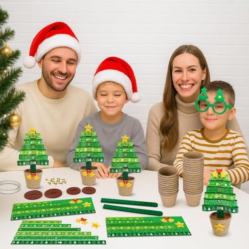 48 Sets Christmas Tree Pot Craft Kit, Standing Paper Xmas Tree DIY Bulk - Image 7