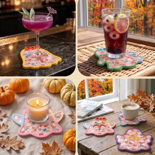 6PCS DIY Glass Mosaic Tiles for Crafts, Mixed Color, Halloween Ghost - Image 5