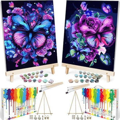 BAISITE Paint by Numbers Kit for Adults Beginners,12" Wx16 L 2 Pack Canvas for Painting Kits for Adults in Colorful Box 5152 Already Framed by PaintbyNumbersKitsforAdults