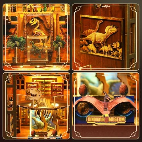 Book Nook Kit - DIY Miniature Museum Dollhouse & Tiny House 3D Wooden Puzzle, Creative Bookshelf Decor with LED-Accented Design, Gifts for Adults, Teens, Home Library & Hobby Crafts - Image 2
