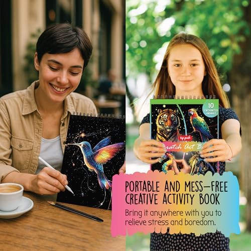 Scratch Art Book for Adults - Animal Series, 10 Rainbow Art and Crafts for Adults - Image 6