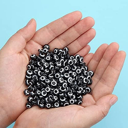 200pcs Evil Eye Beads for DIY Bracelets Necklace Jewelry Making,Black 8mm (Black) - Image 6