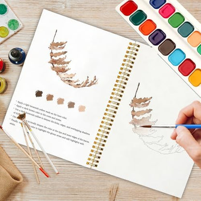 12 Boho Flower Patterns Watercolor Set, Bohemian Floral Painting Book for Beginners, Stress Relief Art Gift for Women, Relaxing DIY Workbook - Image 5