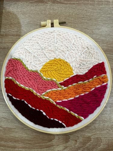 CELCRAFTIQUE Punch Needle Kits for Adults Beginner, Tool with Punch Needle Fabric, Hoops, Yarns and Sewing Needles (Sunset Valley) - Image 2